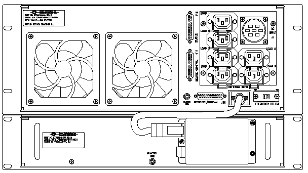 P/N: ETI0001-1406 Rugged COTS UPS and PDU Standard Rear Panel Layout 