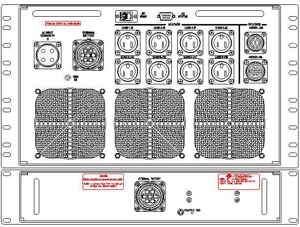 5.0 kVA, 3 Phase Rugged MilSpec UPS/PDU Rear View